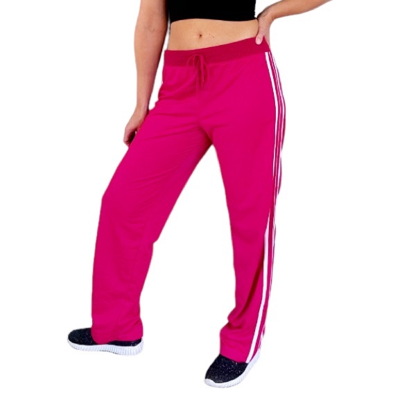 Prospirit pink and white side stripe wide leg track pants size medium - Picture 1 of 11